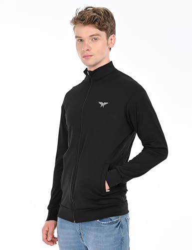 Image of HALFSPACE Men's Lycra Jacket - Lightweight Stretchable Sports & Gym Jacket with Zipper Pockets - Full Sleeve Activewear for Casual & Running