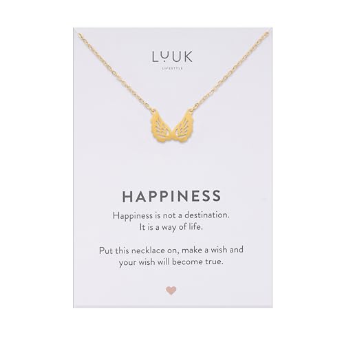 LUUK LIFESTYLE Feminine necklace with angel wings, delicate and elegant design, guardian angel, protection jewlery, thoughtful gift idea, gold LUUK LIFESTYLE Feminine necklace with angel wings, delicate and elegant design, guardian angel, protection jewlery, thoughtful gift idea, gold
