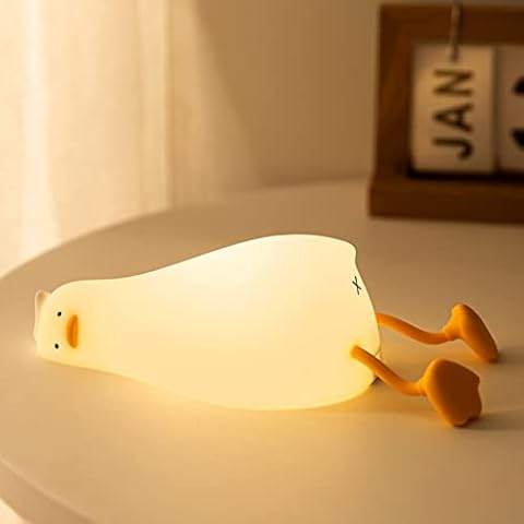Luditek Cute Silicone Duck Night Light, Dimmable Touch Control Rechargeable Beside Nursery Lamp, Squishy Kawaii Stuff Desk Room Decor, Nightlight for Breastfeeding Toddler Baby Kids Girls Gifts Cover