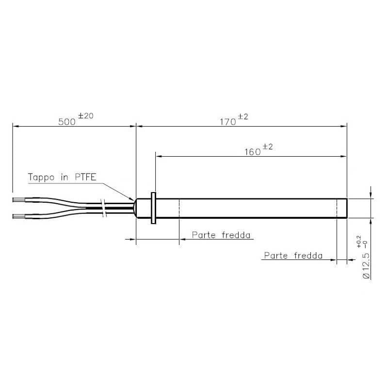 Bougie d'Allumage avec Bride 350W pour Poêles à Pellets, 12,5mm Diamètre, 170mm Longueur, Câble 500mm, HT62706