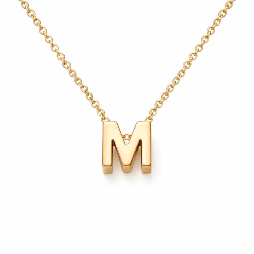 MAJALE Collar con Inicial Mujer en Acero Inoxidable – Cadena Fina con Letra Colgante, Gargantilla Minimalista Dorada o Plateada, Joyería Personalizada Resistente al Agua (M)