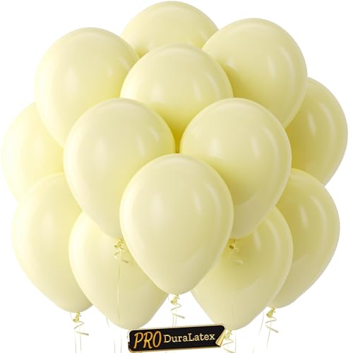 Image of Bezente Pro Duralatex Pastel Yellow Extra-Thick Balloons 100 Pack 12 inch