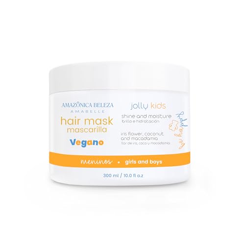 Hair Mask Jolly Kids |Vegan | Moisturizes and Nourishes | For All Hair Types, Curly, Straight | Promotes Healthy Growth | Mascarilla para Niños |10 Oz