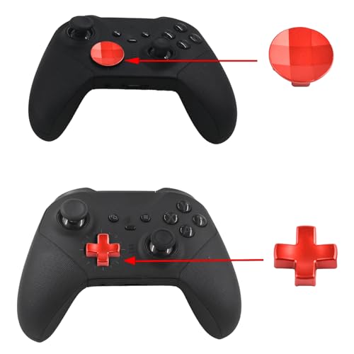 Image of 2 in 1 D-Pads for Xbox Elite 2 Core Controller Stainless Steel D-Pads for Xbox One Elite Series 2 Controller D-Pads Replacement for Xbox One Elite Series 1 Controller (Red) [xbox one]
