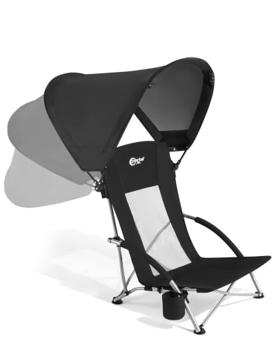Portal Silla de Playa con Toldo, Capacidad de 350 Libras, Color Jet Black