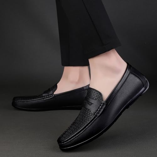 Men's Genuine Leather Slip - on Shoes, with Delicate Weave Design, Soft Texture and Comfortable Fit for Everyday Use3