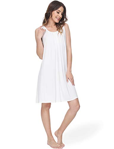 Image of GYS Cooling Bamboo Viscose Nightgowns for Women, Lightweight Sleeveless V Neck Sleep Shirt for Hot Sleepers, Soft Night dress