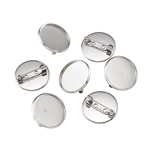 Image of LiQunSweet 100Pcs 304 Stainless Steel Brooch Findings Back Bar Findings Flat Round for Jewelry Finding Making Craft Art DIY Project Replacement - 22mm