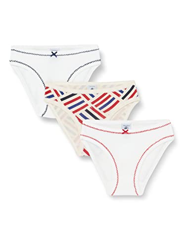 Petit Bateau Mädchen A05OM Packung mit 3 Baumwollslips für kleine, Marshmallow/Medieval + Marshmallow/Rojo + Avalanche/Multico, 12 Jahre (3er Pack) Cover