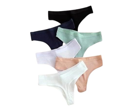 Women’s Panties Set – Multicolor Striped Cotton Thongs and G-Strings, Soft Breathable Underwear Briefs with Cozy Sports Style Design for Everyday Comfort-image-24