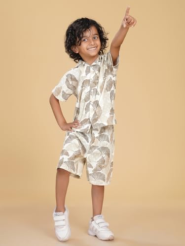 Image of Ninos Dreams Boys Cotton Rayon Coord Set with shorts /Holiday Shirt & Shorts