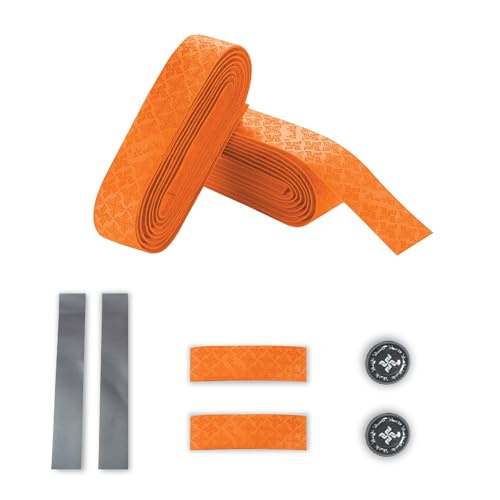 Skwiki ロードバイク ハンドルバーテープ 粘着PUレザー製 高反発性 通気性 多層構造 (オレンジ)（Amazon）