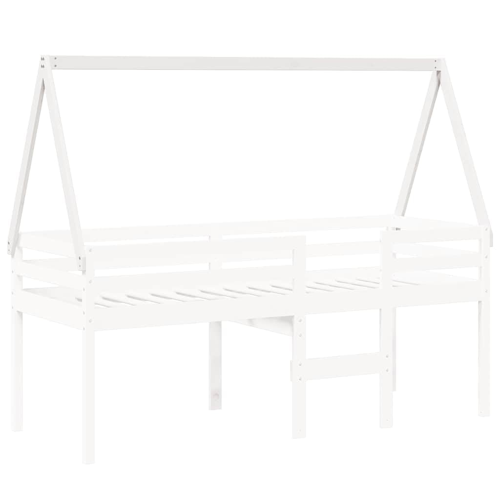 Techo para cuna blanco de pino macizo 209 x 85,5 x 88 cm con entrada abierta, estructura estable para habitación infantil, protección y diversión, accesorios para montaje en cama y seguridad