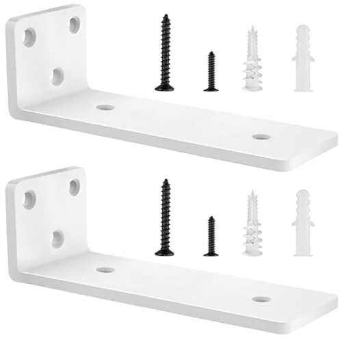 2 Stücke Regalhalterung Regalträger 20cm, Schwerlast L Regalwinkel mit Befestigungsschrauben für Wohnzimmer | Büro| Küchen, Tragkraft 75 KG (Weiß) 8in