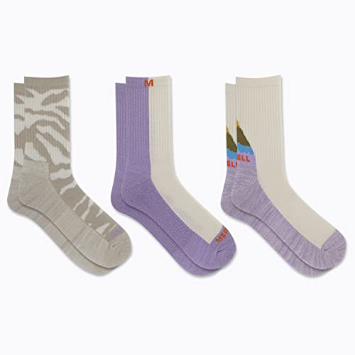 Image of Merrell unisex-adult Men's and Women's Lightweight Wool Everyday Hiking Crew Socks - 3 Pair Pack - Arch Support & Moisture Wicking