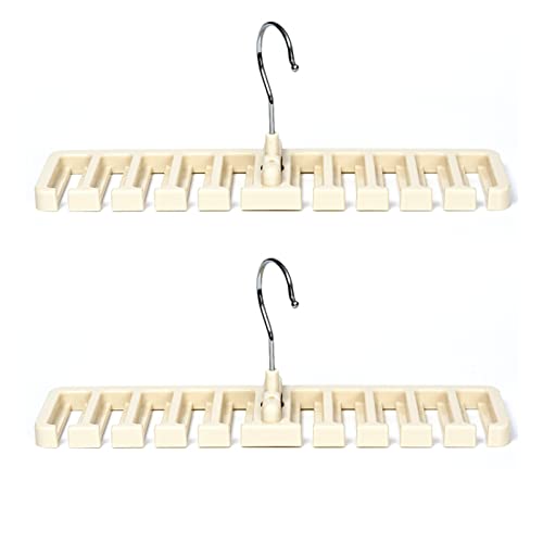 Jaugufiy 2 Pack Necktie and Belt Hanger Tie Belt Organizer Scarf Rack Organizer Hanger Holder Closet Wardrobe Space Saver Belt Rack with Hooks for Storage Necktie,Belt Scarf (White)