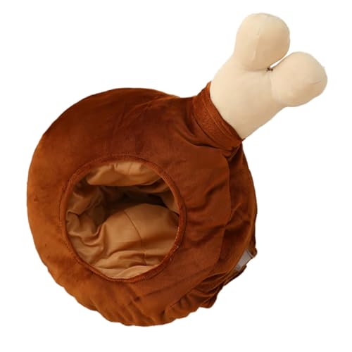 PLAFOPE Sombrero de Disfraz de Muslo de Pollo de Peluche Gorro Adorable y Cómodo para Fiesta y Cumpleaños Accesorio Cálido y Ligero para Fotos y Uso Diario