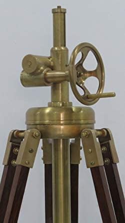 NauticalMart Royal Marine Huge Brass Finish Tripod Floor LAMP