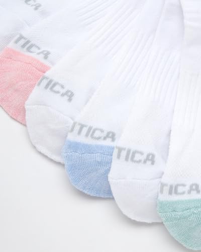 Image of Nautica Womens No Show Socks Moisture Wicking Low Cut Athletic Socks 6 Pack | Moisture Wicking Dri-Motion Fabric, Cushioned Key Areas, Banded Arch Support, No Show Low Cut, Shoe Size 4-10