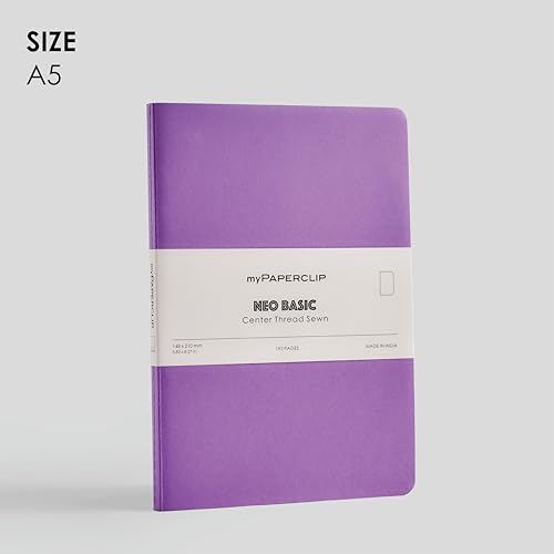Image of myPAPERCLIP NeoBasic A5 Dot Grid Notebook | 80 GSM, 192 Pages | 250 GSM Soft Card Cover | A5 (5.83 inch x 8.27 inch) | Dotted Bullet Journal | Purple