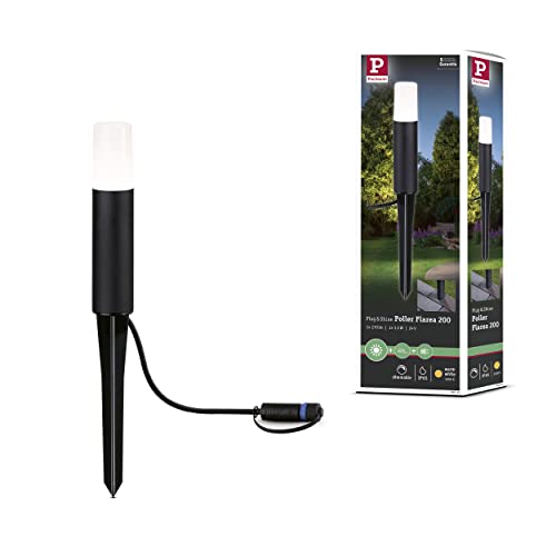 Paulmann 94533 Plug & Shine LED Außenleuchte Pollerleuchte Flarea IP65 200mm Warmweiß incl. 1x3,6 Watt dimmbar Schwarz Metall 3000 K