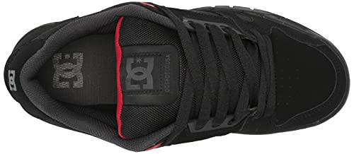 DC Men's Stag Low Top Skate Shoe, Black/Grey/RED, 8