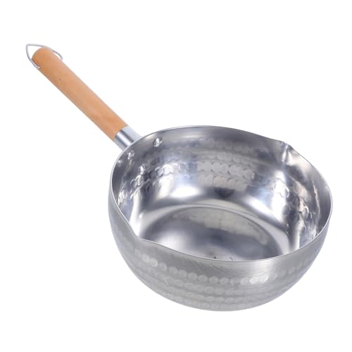UKCOCO Sartén japonesa sartén de aluminio para acampar cacerola wok cocina japonesa sartén wok tradicional wok sartenes cocina sartén de aluminio plata madera