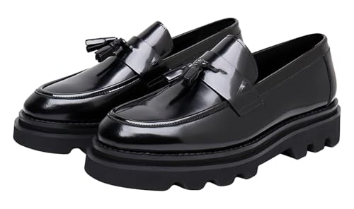 Santimon Men's Slip-On Tassel Loafers - Patent Leather Dress Shoes for Casual, Business, Wedding & Prom - Modern Penny Loafers for Suits & Tuxedos