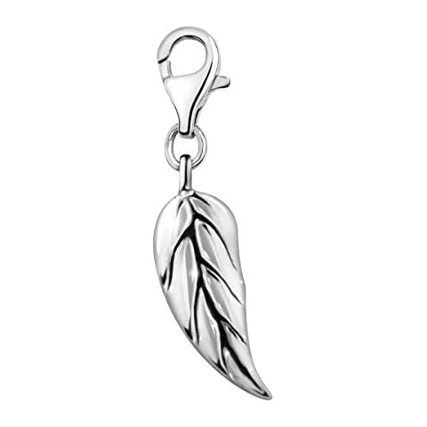 Quiges Long Leaf Silver Plated Charm Pendant Cover