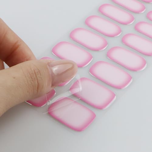 JMEOWIO Nagelfolie UV Härtend Rosa Farbverlauf UV Gel Nail Strips Nagelsticker Nagelaufkleber Nail Art Dekoration Nageldesign Zubehör
