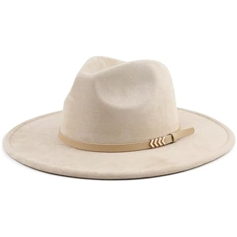 Pro Celia Wide Brim Fedora Hat for Men Women Big Rancher Felt Hat (US, Alpha, One Size, Belt-Beige) Cover