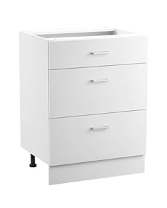 VEVOR weißer Unterschrank mit 3 Schubladen