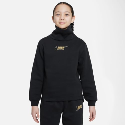 Nike Sportswear Club Fleece Girls Long-Sleeve Funnel-Neck Top (US, Alpha, X-Large, Regular, Black)2