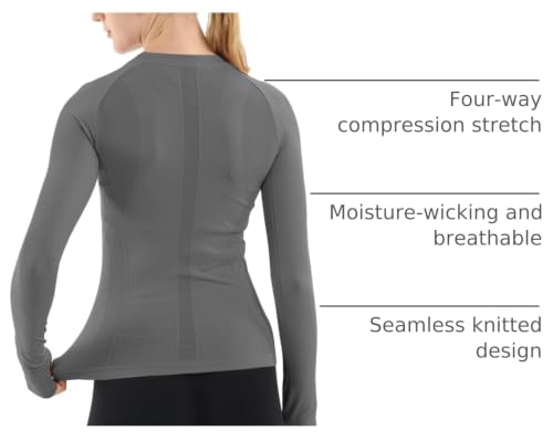 Image of MathCat Seamless Workout Shirts for Women Long Sleeve Yoga Tops Sports Running Shirt Breathable Athletic Top Slim Fit XS-XL