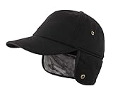 LLmoway Men Winter Cap with Ear Flaps Warm Hat with Brim Cold Weather Outdoor Ski Snow Caps Black