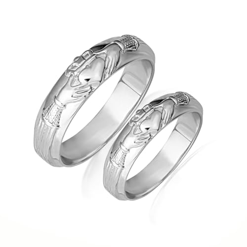 Claddagh Heart Wedding Band Set