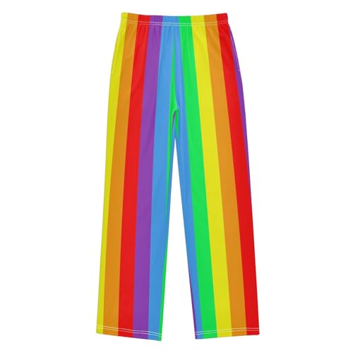 Rainbow Stripe Colorful Pajama Pants with Pockets 6-8Y Rainbow Stripe Colorful