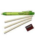 Faber-Castell Pen Mechanical Stick Retractable Click Eraser Set with 2 Extra Refills + 1 FREE Sharpener(assorted colors) For School Kids Office Home (Green)