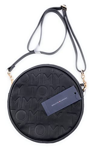 Tommy Hilfiger Bag I Women's I Black I Round Shape I Shoulder Bag I Diameter 22 cm I TH Logo Metal I Tommy Signature I Women's Handbag 1330, black-white3