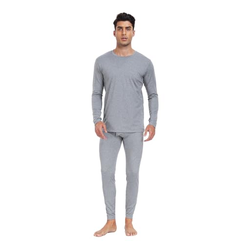 GOODSALEOK ThermounterwäSche Herren ThermofunktionsunterwäSche FüR MäNner Warme UnterwäSche FüR Zu Hause Winter Ski Outdoor Sport UnterwäSche Grau XL