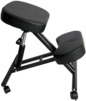 Ergonomic Kneeling Desk Chair- Fully Adjustable Stool for Home and Office-Angled Balancing Seat- Posture Support Ergonomic Kneeling Chair for Office- Black