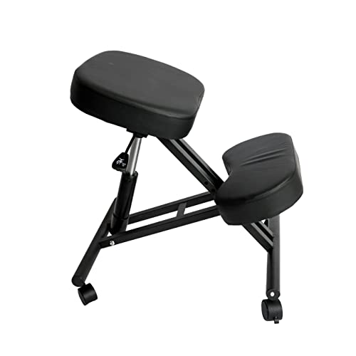 Ergonomic Kneeling Desk Chair- Fully Adjustable Stool For Home And Office-Angled Balancing Seat- Posture Support Ergonomic Kneeling Chair For Office- Black #TOP2