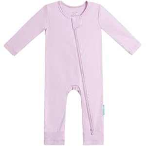 PurComfy Baby Long Sleeve Romper Jumpsuit, Premium Soft Rayon One Piece Pajamas Boy Girl 2-Way Zipper Coverall Sleeper Newborn Lilac