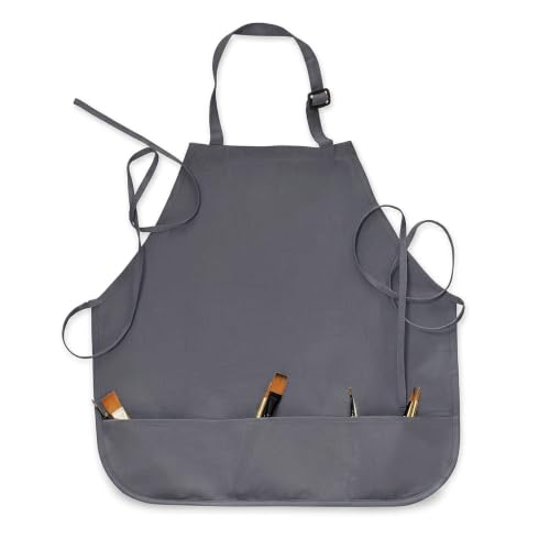 Image of Isomars Painter's Apron - Grey Canvas Art Apron for Artists, Painters, Students & Crafters - Size: Regular - 23.5 inch x 24.5 inch