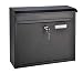 Produktbild HI Briefkasten Metall (Schwarz) - Postkasten mit Namensschild, Briefkasten klein (ca. 36 x 12 x 32 cm), Namensschild Briefkasten dunkel, Briefkasten A4 Einwurfformat