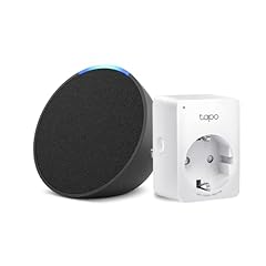 Echo Pop | Antracite + TP-Link Tapo Presa intelligente, compatibile con Alexa - Kit di base per Casa Intelligente