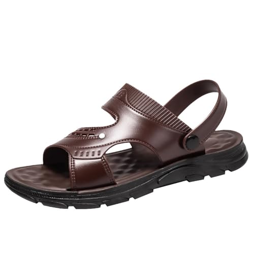 Generiska herrsandaler sommar breda fötter sportsandaler läder trekkingsandaler vattentäta sommarskor män vandringssandaler halkfria strandsandaler lätta sandaletter mjuka strandsandaler, Z01braun, 42