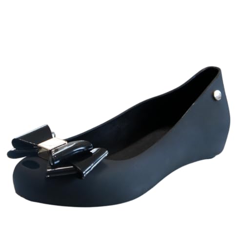 NovaNest Women’s Jelly Shoes – Peep Toe and Closed Toe, UK Sizes 3–7.5, Free Pack of 3 Knee-High Ivachy Bow Socks, Stylish, Flexible & Water-Resistant Flats