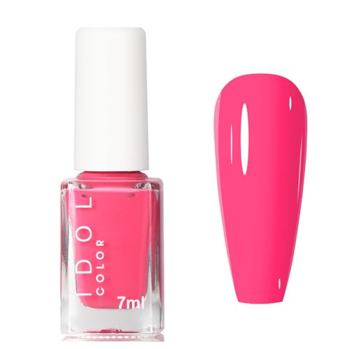 Hot Pink Nail Polish, 7 ML Pink Color Nail Varnish, Bright Pink Long Lasting Chip Resistant No Need UV LED Nail Lamp Polish Nail Art Manicure Salon DIY Home