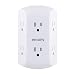 PHILIPS 6 Outlet Wall Plug Adapter Power Strip, Extra Wide Spaced Outlets for Cell Phone Charger, Power Adapter, 3 Prong, Multi Outlet Wall Charger, White, SPS1740WA/37
